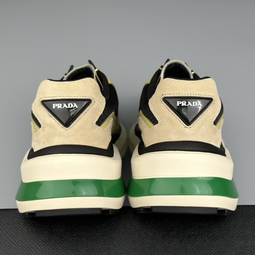 Prada Systeme Brushed Leather Sneakers With Bike Fabric And Suede  - DesignerGu