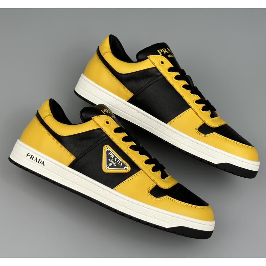 Prada Downtown Logo-plaque Leather Sneakers - DesignerGu