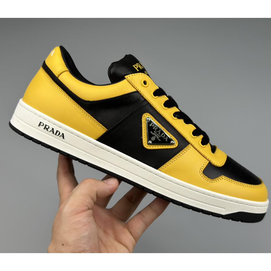 Prada Downtown Logo-plaque Leather Sneakers - DesignerGu