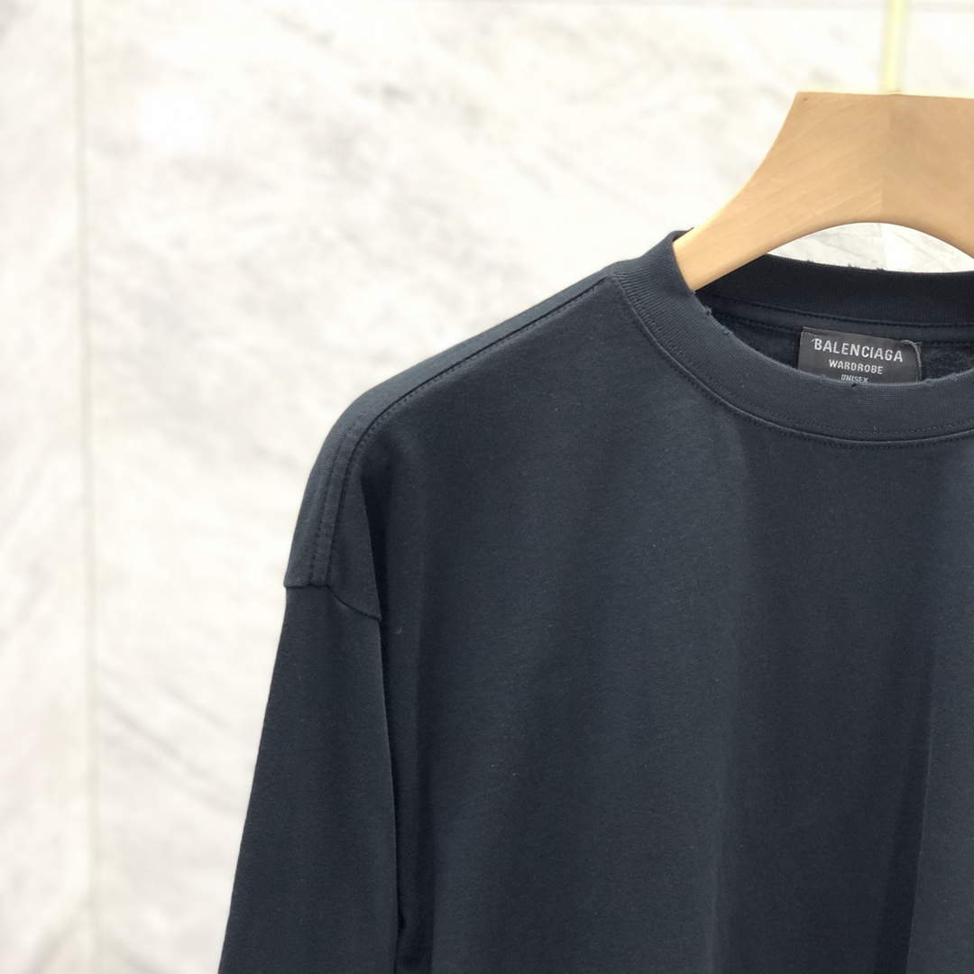 Balenciaga Outline Long Sleeve T-Shirt Oversized In Black - DesignerGu