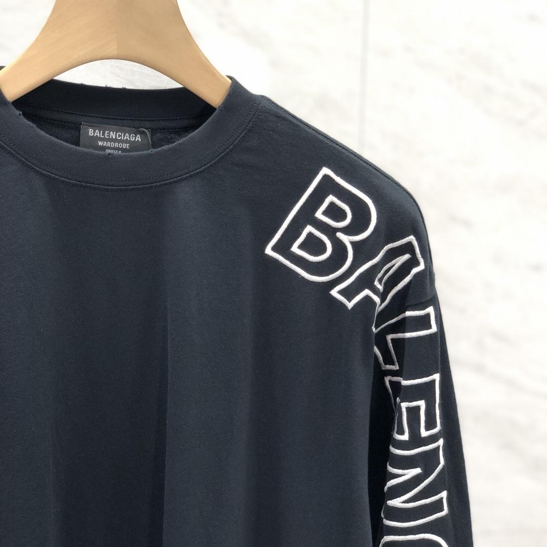 Balenciaga Outline Long Sleeve T-Shirt Oversized In Black - DesignerGu