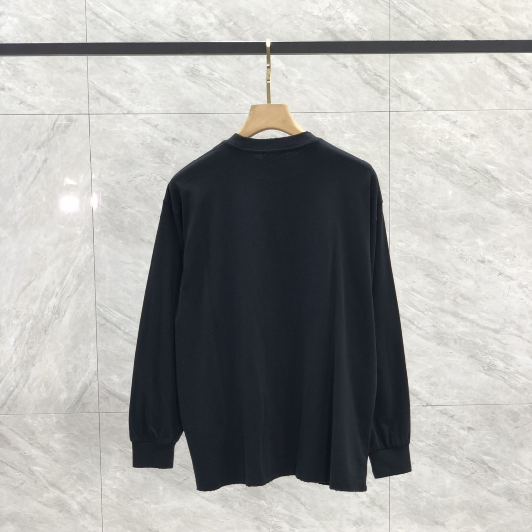 Balenciaga Outline Long Sleeve T-Shirt Oversized In Black - DesignerGu