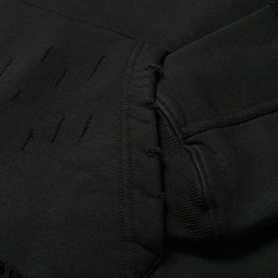 Balenciaga Destroyed Hoodie In Black And White Medium Fleece - DesignerGu