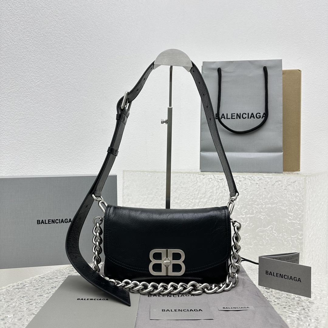 Balenciaga BB Soft Small Flap Bag In Black - DesignerGu