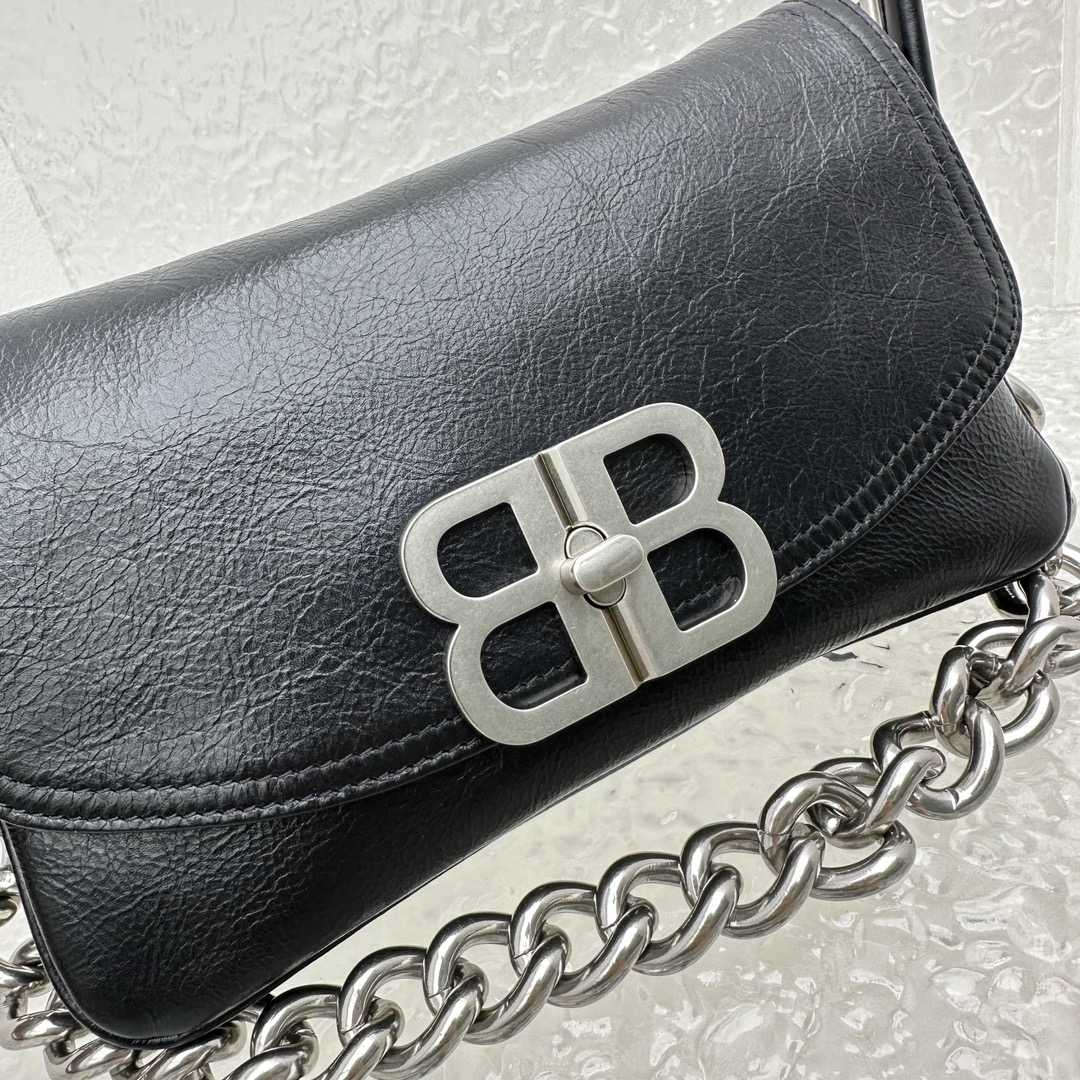 Balenciaga BB Soft Small Flap Bag In Black - DesignerGu