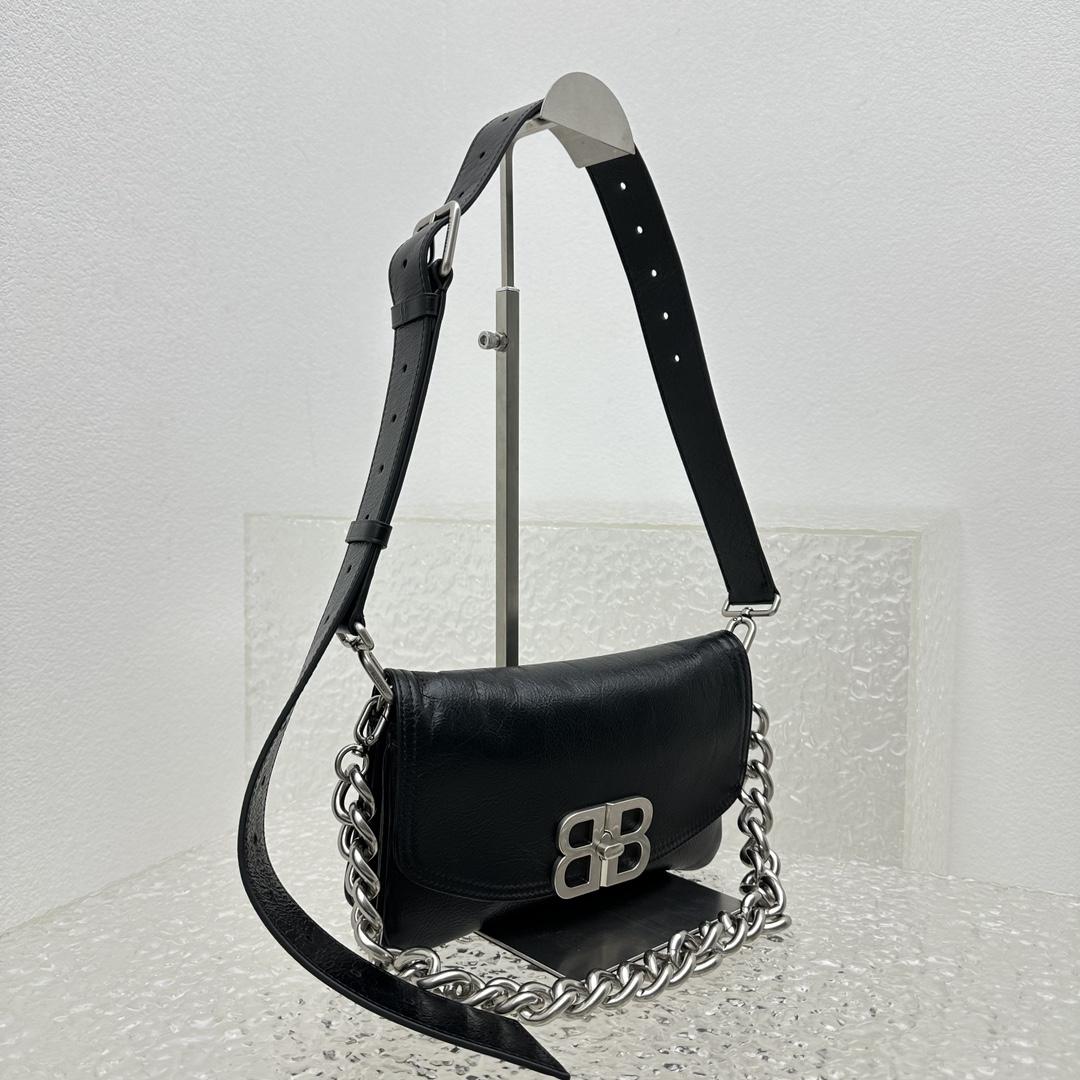 Balenciaga BB Soft Small Flap Bag In Black - DesignerGu