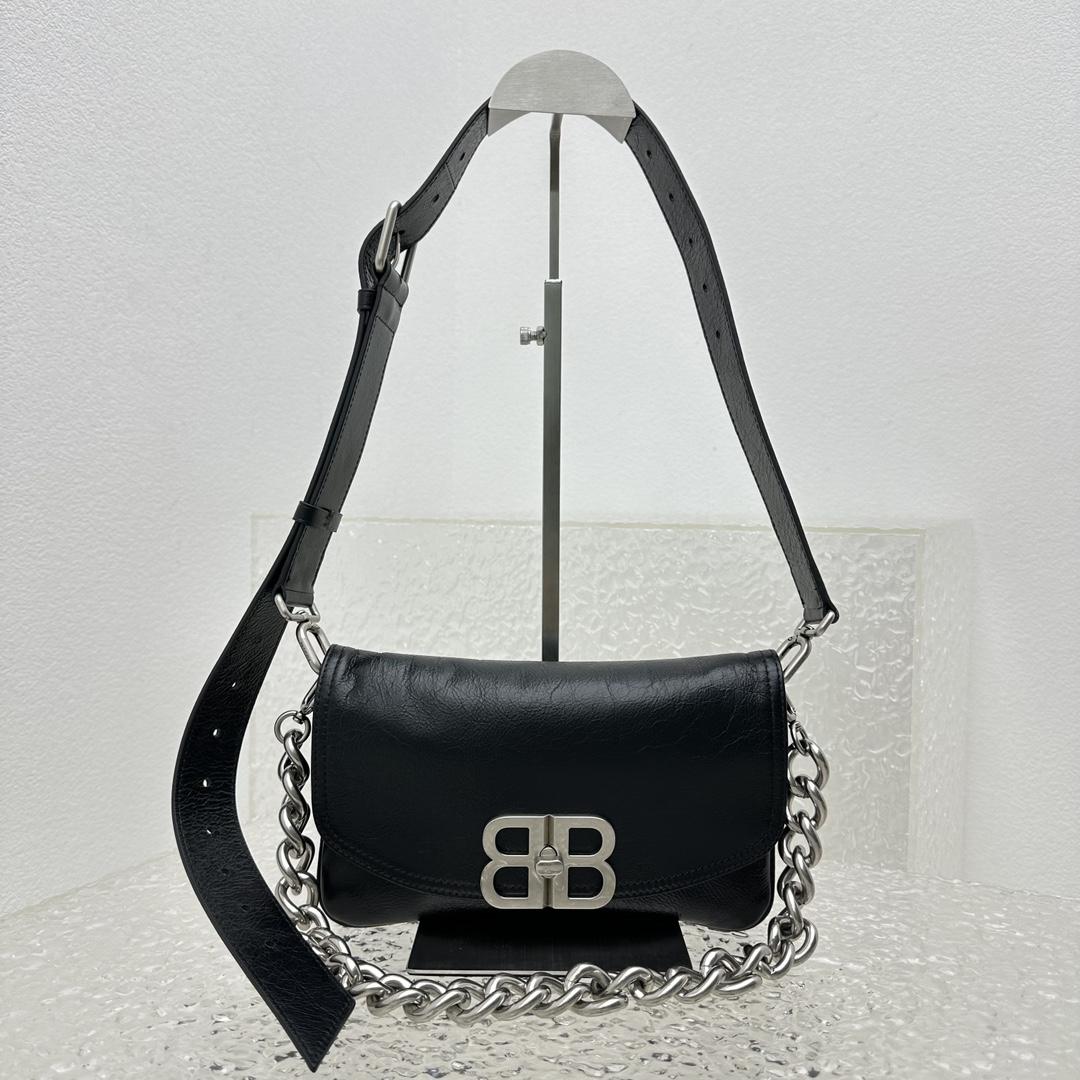 Balenciaga BB Soft Small Flap Bag In Black - DesignerGu