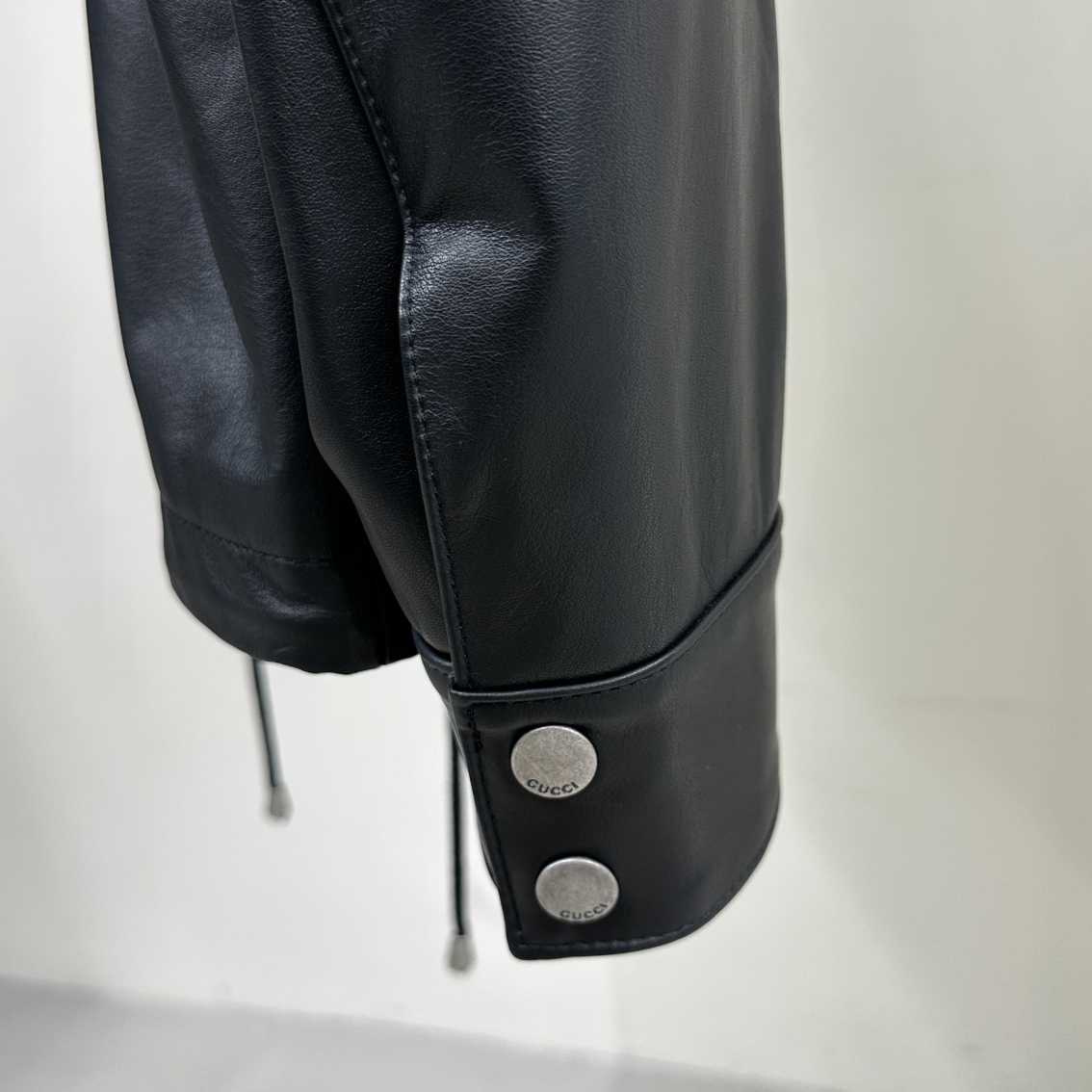 Gucci Leather Jacket With Interlocking G  - DesignerGu