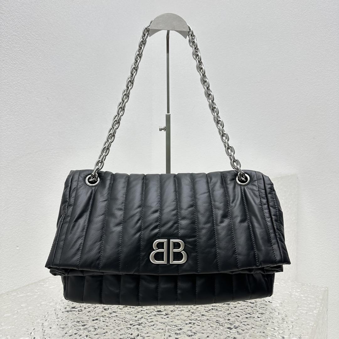 Balenciaga Monaco Large Chain Bag In Black (43.5x32x13cm) - DesignerGu