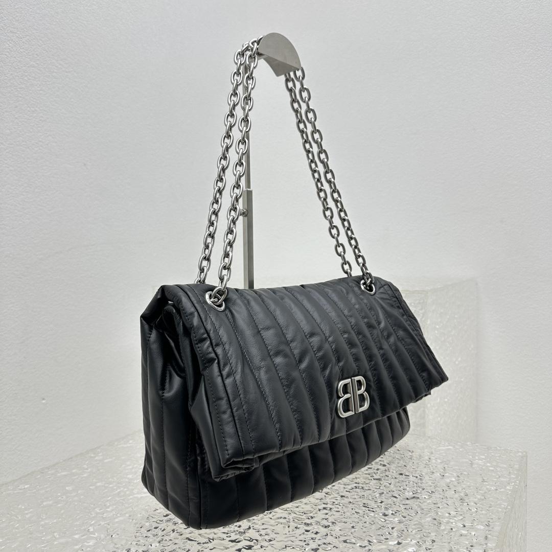 Balenciaga Monaco Large Chain Bag In Black (43.5x32x13cm) - DesignerGu