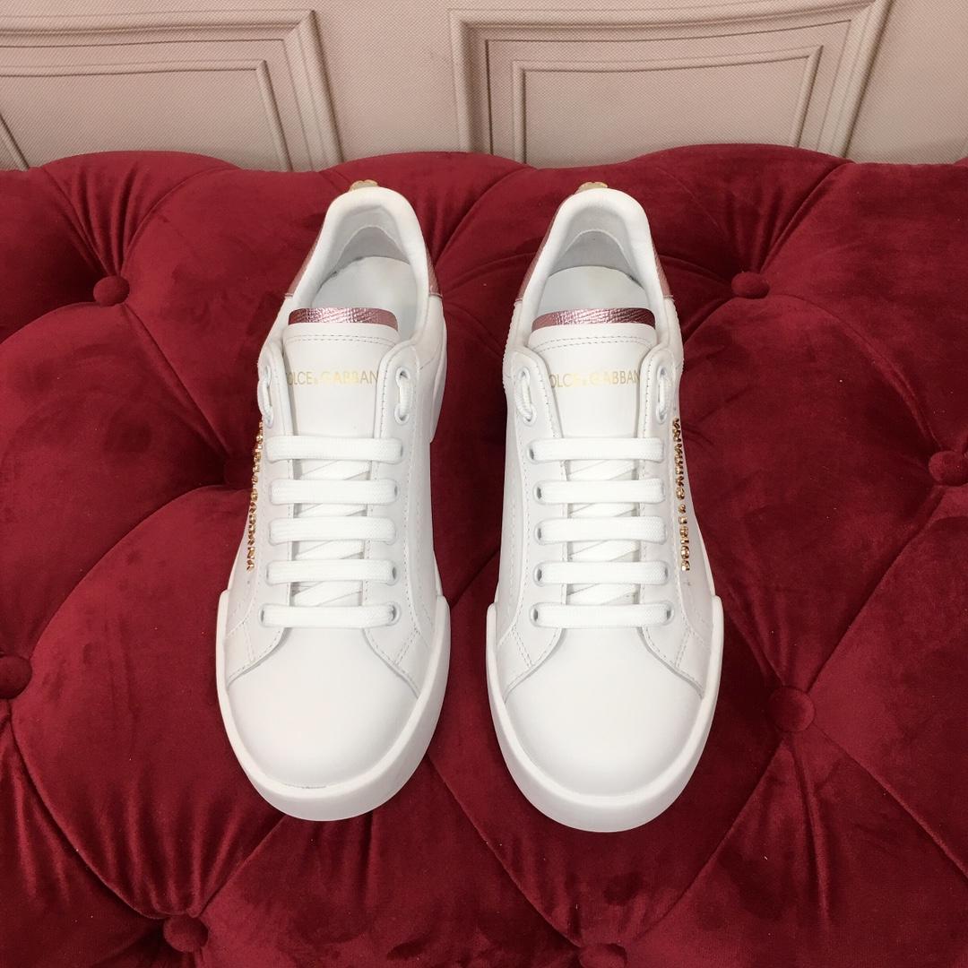 Dolce & Gabbana White Portofino Trainers With Pearl - DesignerGu