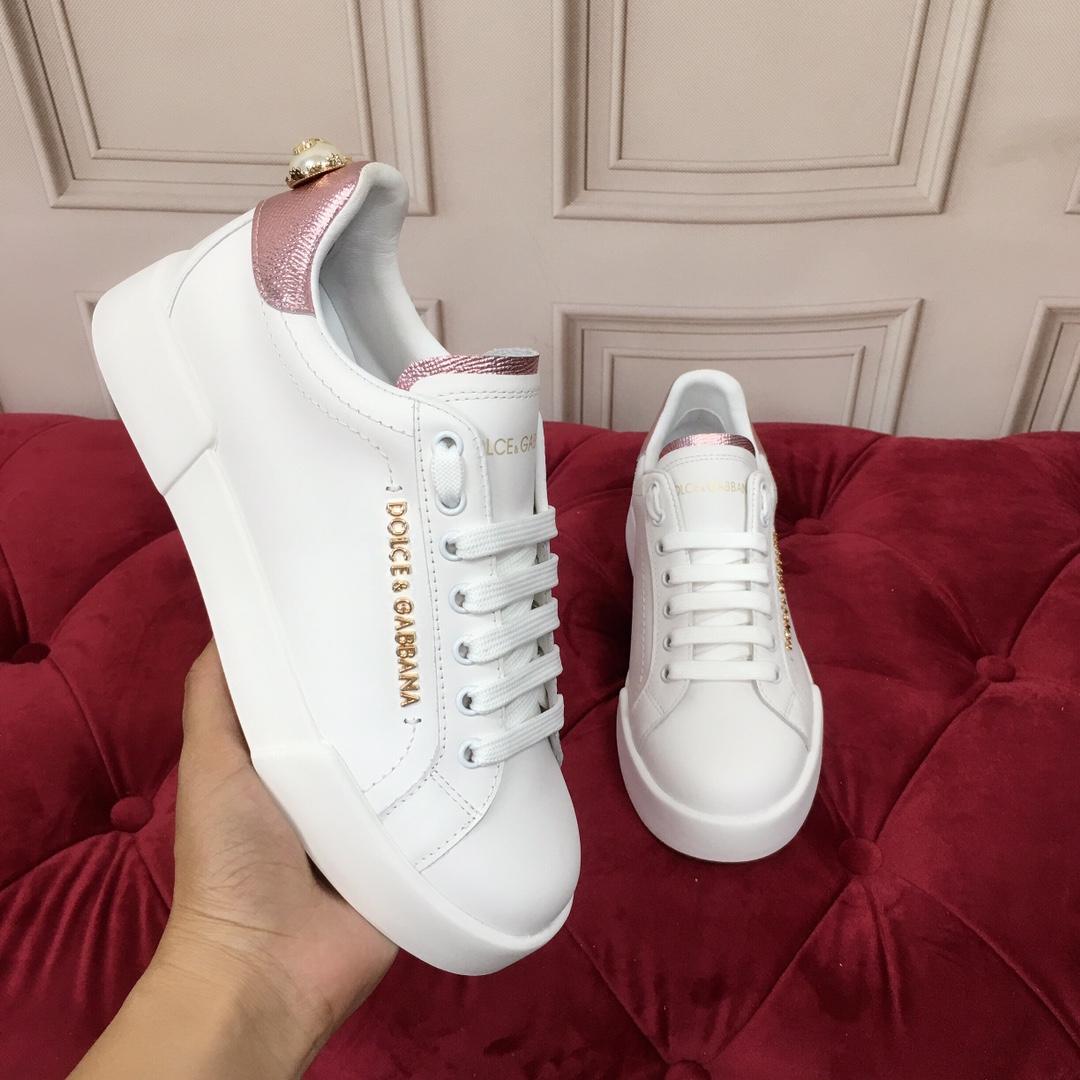 Dolce & Gabbana White Portofino Trainers With Pearl - DesignerGu