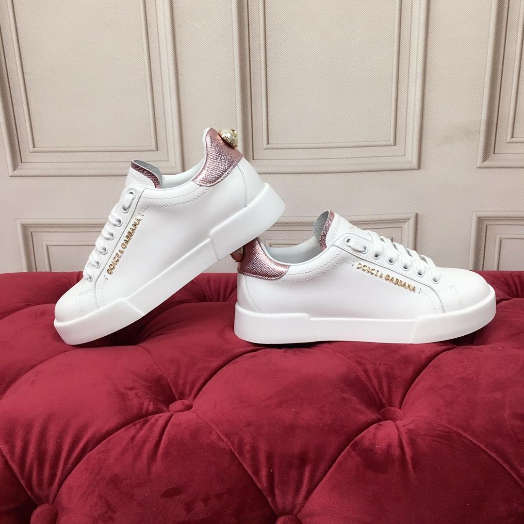 Dolce & Gabbana White Portofino Trainers With Pearl - DesignerGu