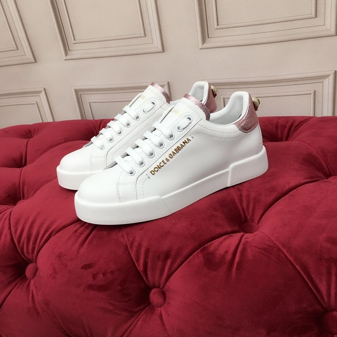 Dolce & Gabbana White Portofino Trainers With Pearl - DesignerGu