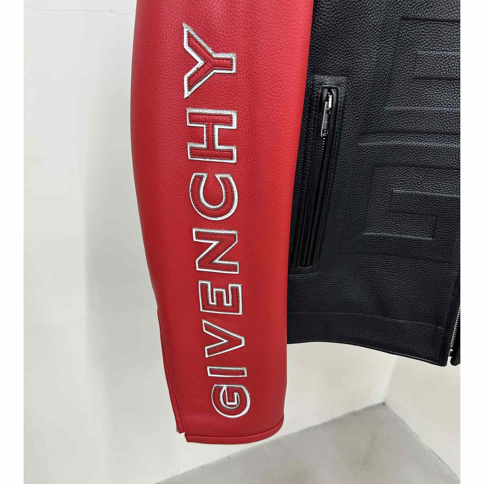 Givenchy Red 4g Motif Biker Jacket - DesignerGu