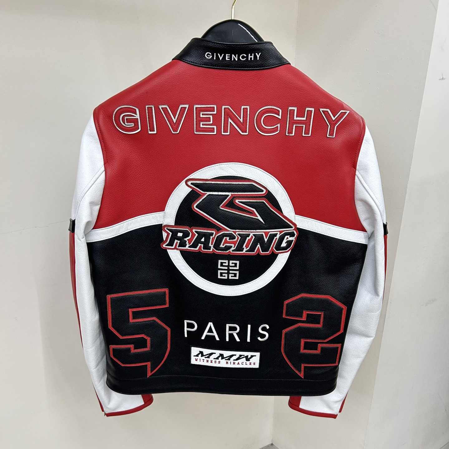 Givenchy Red 4g Motif Biker Jacket - DesignerGu