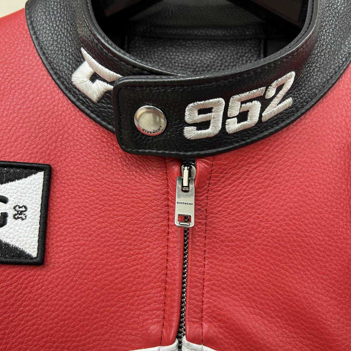 Givenchy Red 4g Motif Biker Jacket - DesignerGu