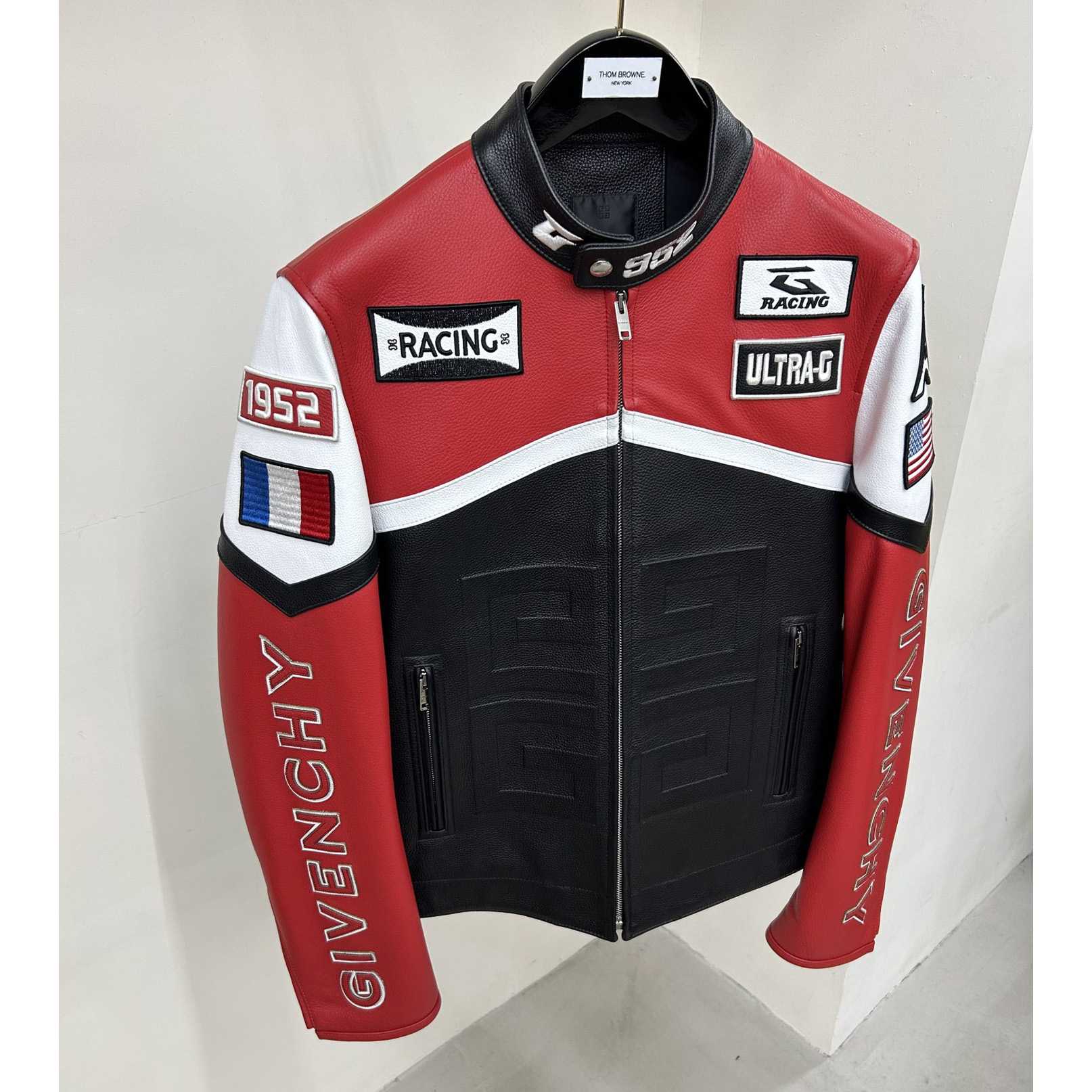 Givenchy Red 4g Motif Biker Jacket - DesignerGu