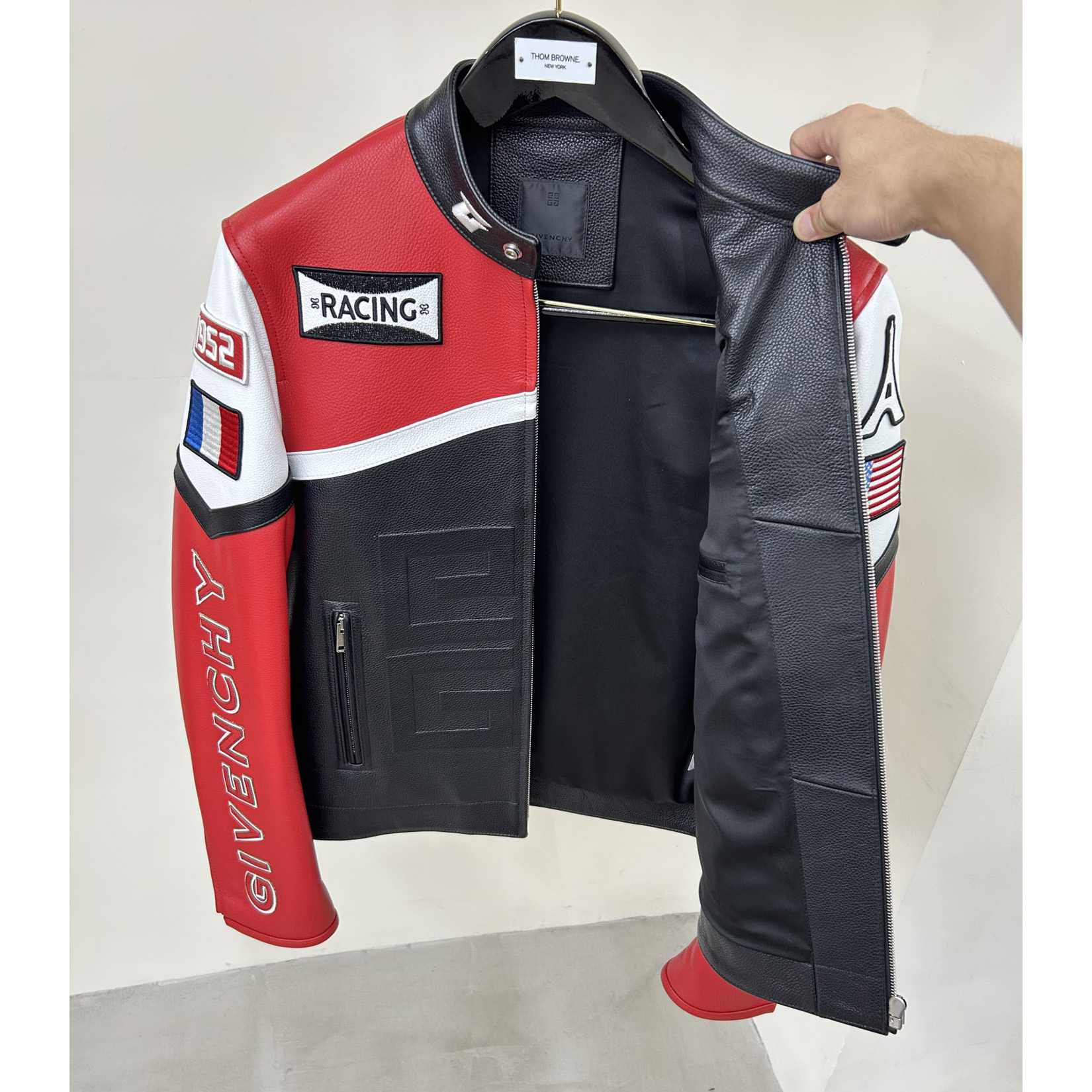 Givenchy Red 4g Motif Biker Jacket - DesignerGu