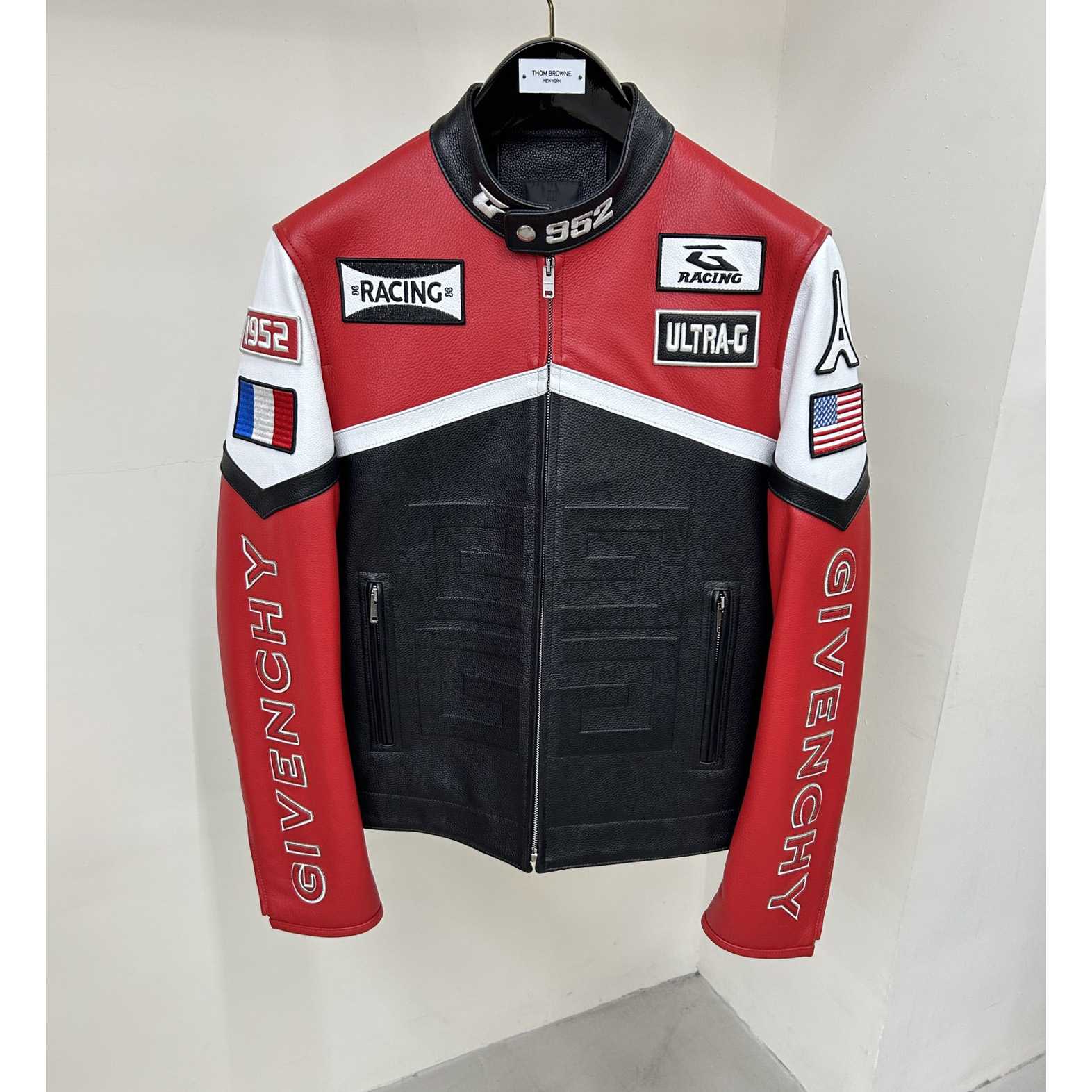 Givenchy Red 4g Motif Biker Jacket - DesignerGu