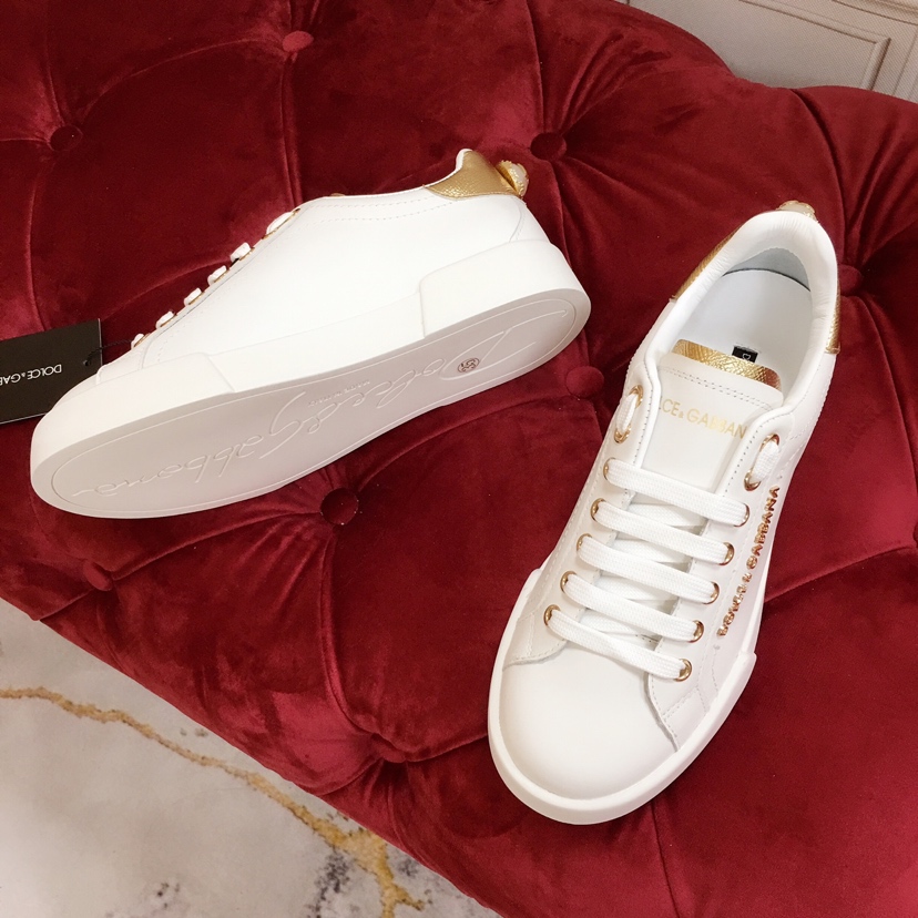 Dolce & Gabbana White Portofino Trainers With Pearl - DesignerGu