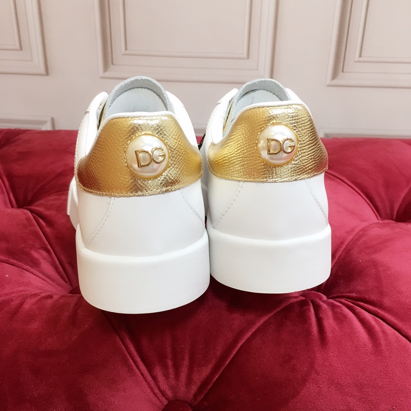 Dolce & Gabbana White Portofino Trainers With Pearl - DesignerGu