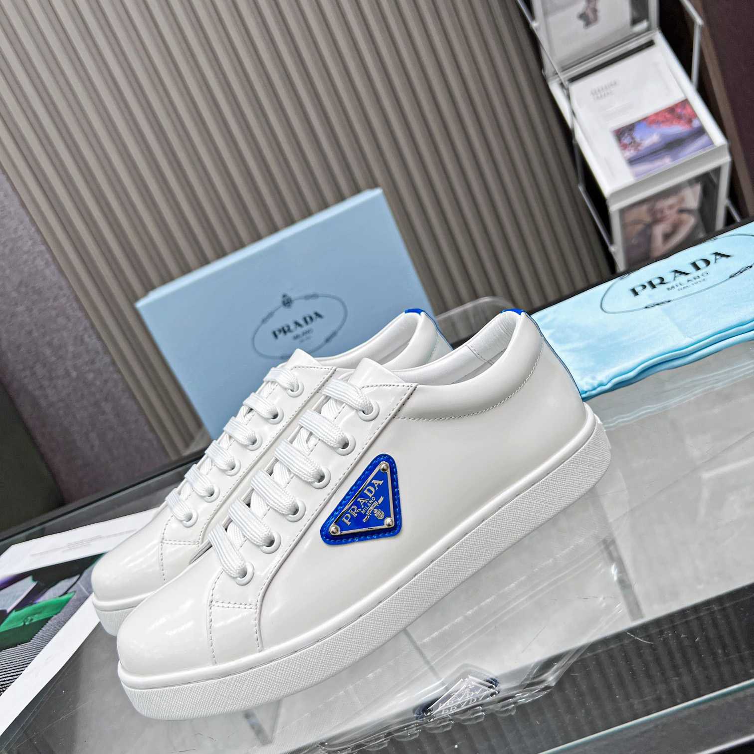 Prada Brushed Leather Low-top Sneakers - DesignerGu