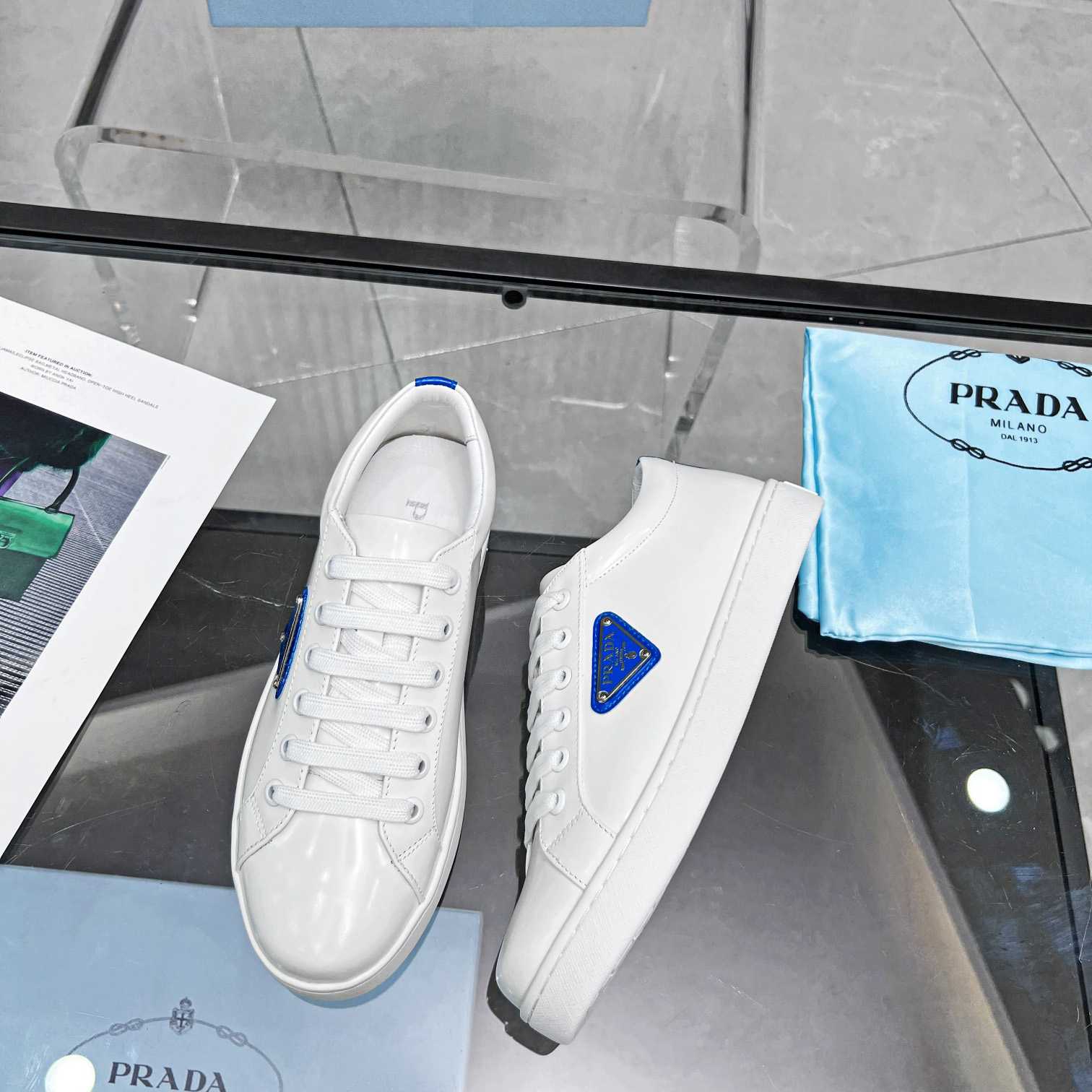 Prada Brushed Leather Low-top Sneakers - DesignerGu