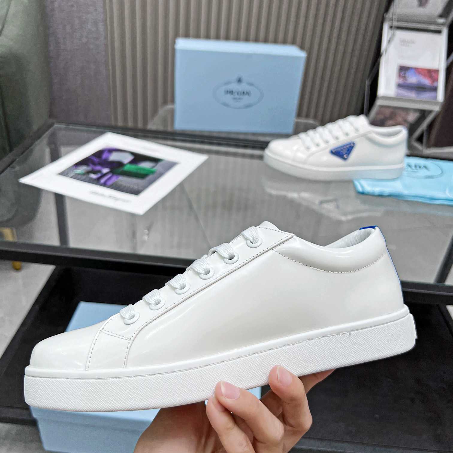 Prada Brushed Leather Low-top Sneakers - DesignerGu