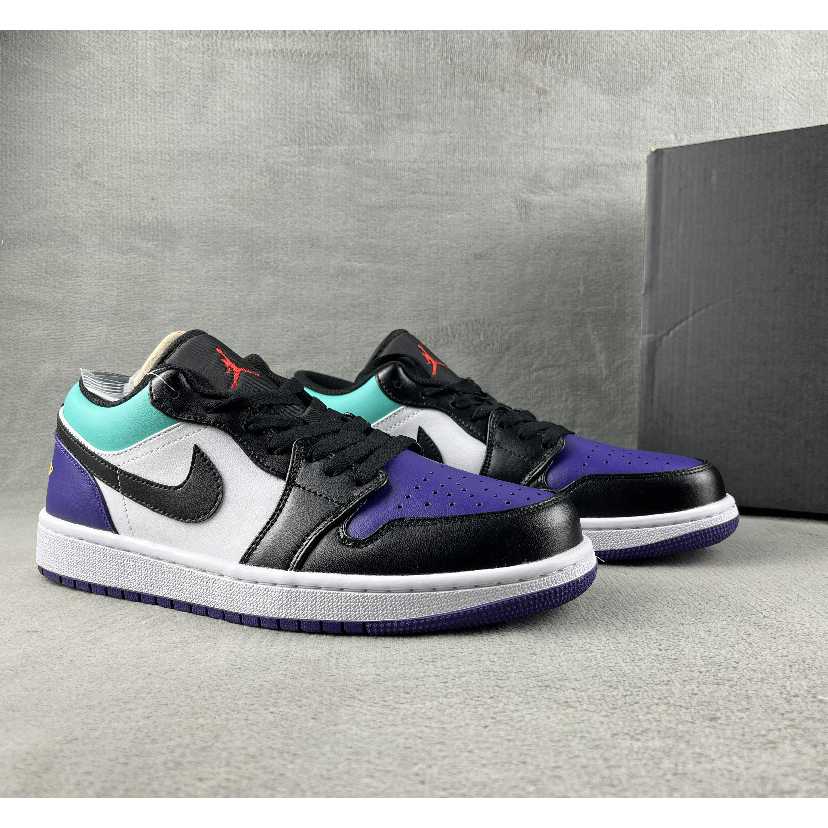 Nike Air Jordan 1 Low"Black/Purple/Aqua" Sneaker  553558-154 - DesignerGu