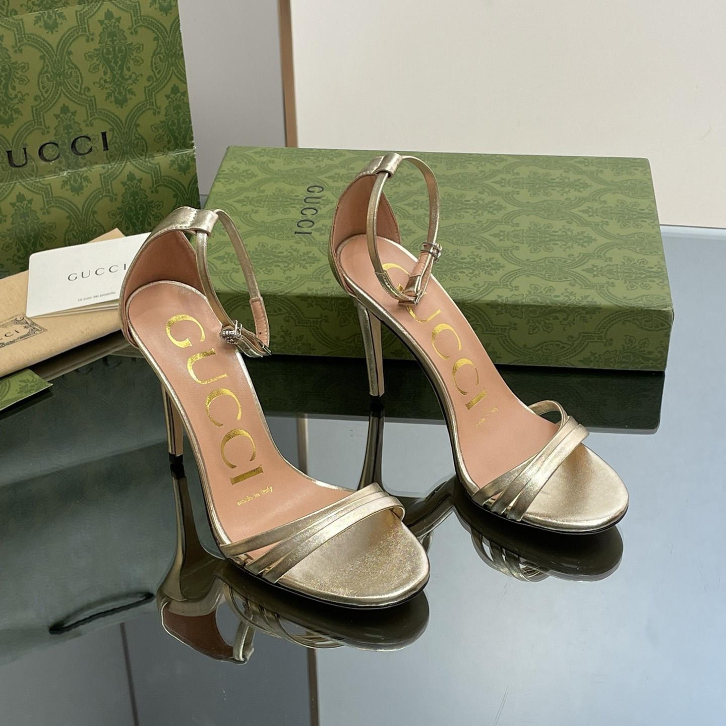 Gucci Women's Heeled Metallic Sandal - DesignerGu