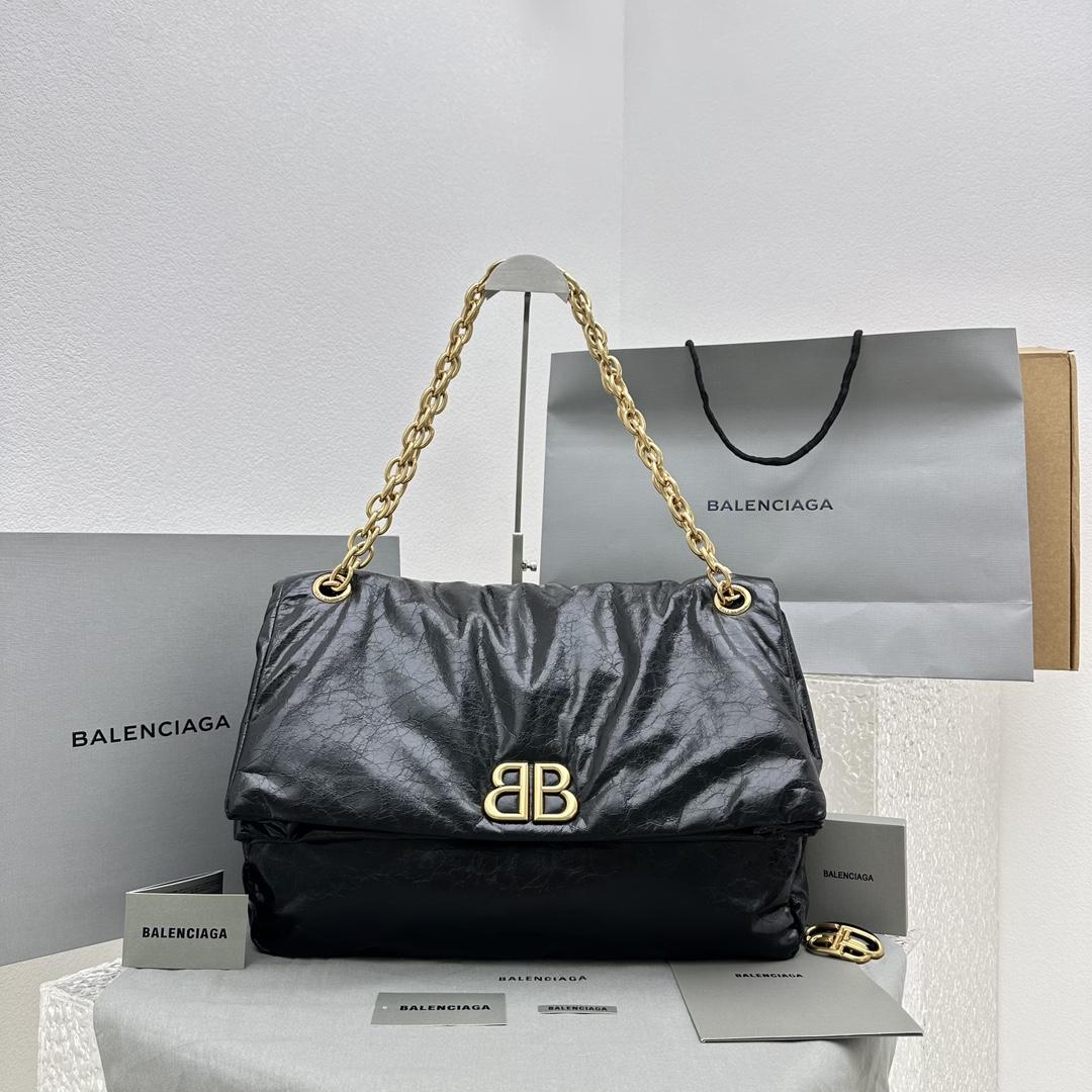 Balenciaga Monaco Large Chain Bag In Black (43.5x32x13cm) - DesignerGu