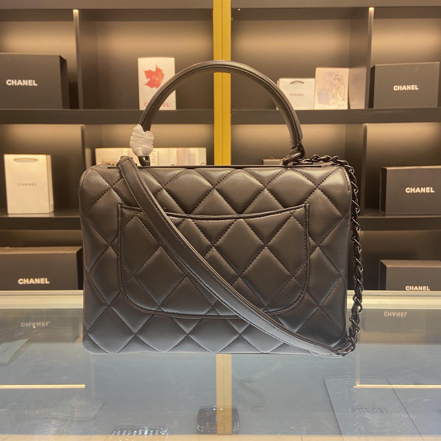 Chanel Small Trendy CC Black Lambskin Ruthenium Hardware (25*12*17cm) - DesignerGu