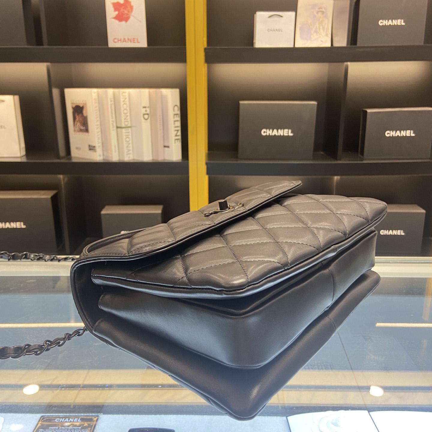 Chanel Small Trendy CC Black Lambskin Ruthenium Hardware (25*12*17cm) - DesignerGu