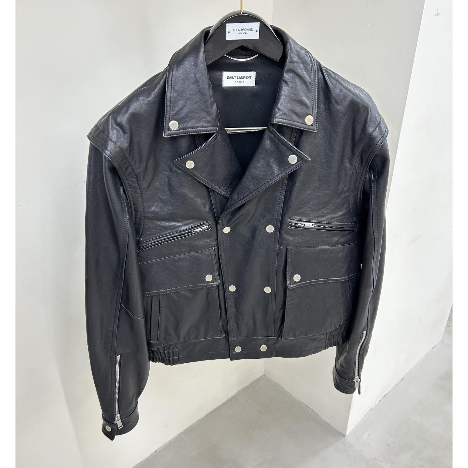 Saint Laurent Biker Jacket In Vintage Crinkled Lambskin - DesignerGu