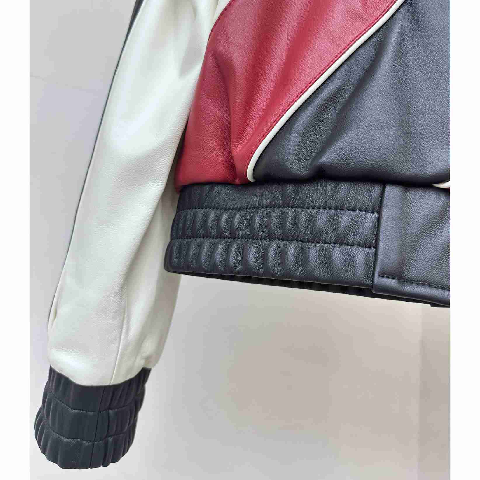 Gucci Leather Bomber Jacket With Gucci Lettering - DesignerGu