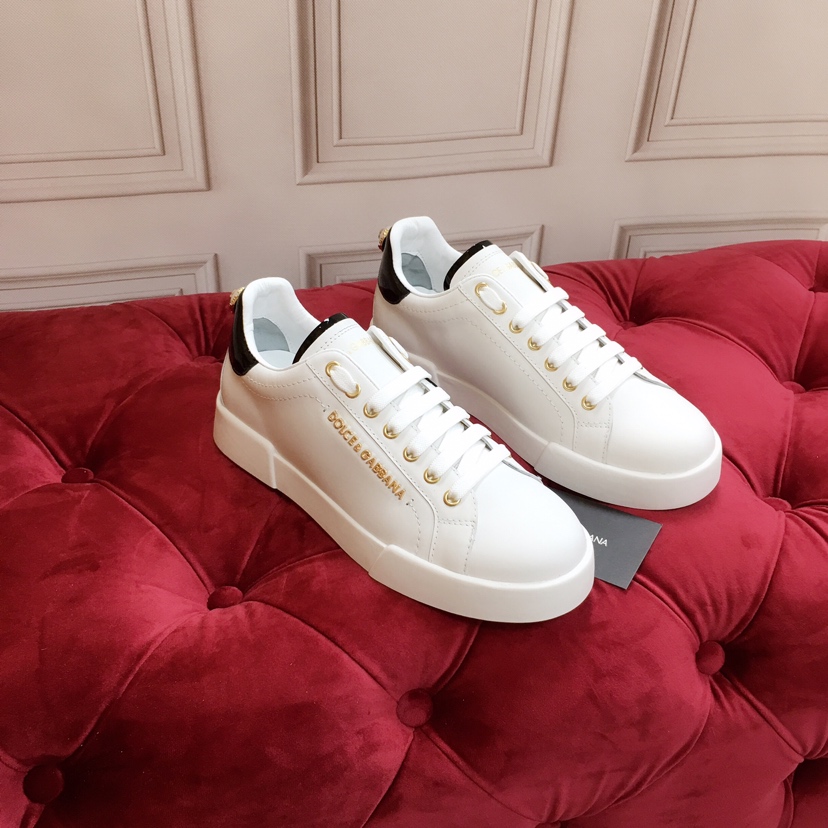 Dolce & Gabbana White Portofino Trainers With Pearl - DesignerGu