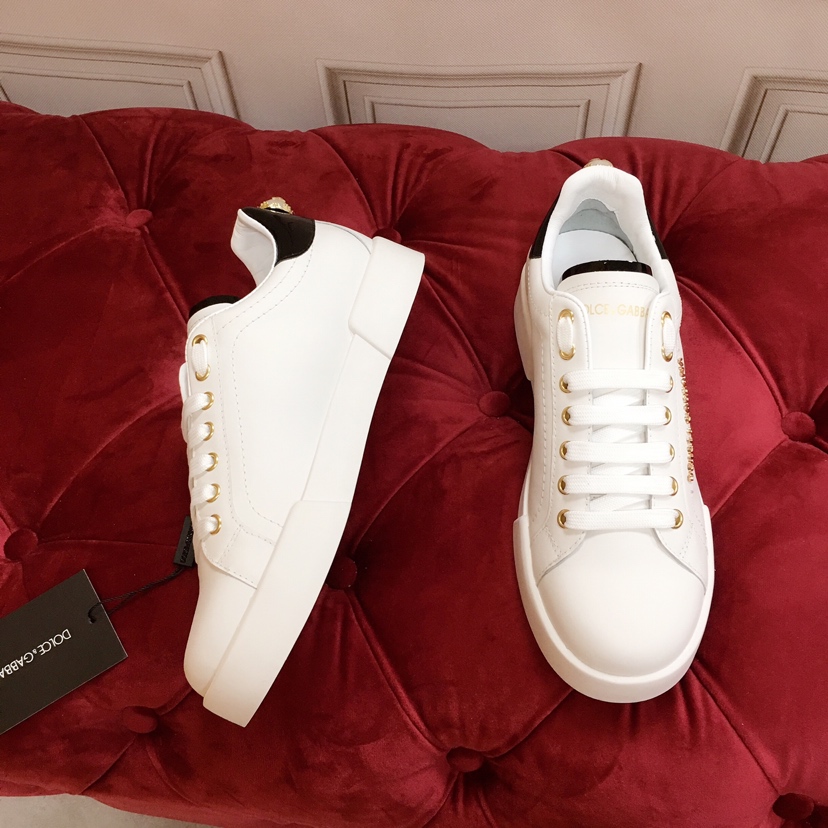 Dolce & Gabbana White Portofino Trainers With Pearl - DesignerGu