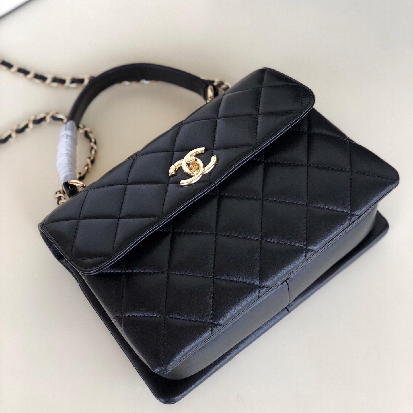 Chanel Trendy Cc Small Black Lambskin Gold Hardware  - DesignerGu