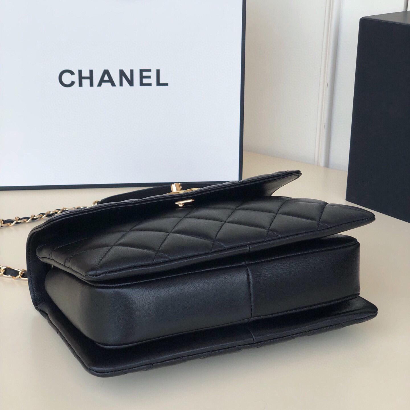 Chanel Trendy Cc Small Black Lambskin Gold Hardware  - DesignerGu