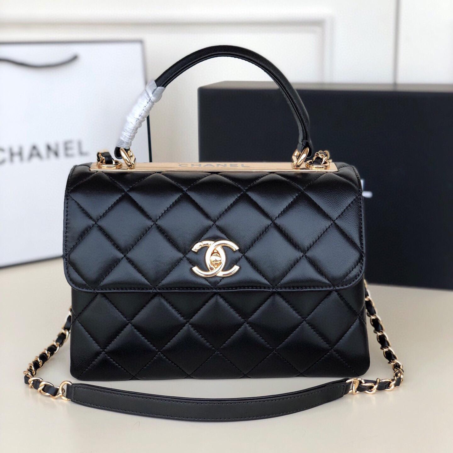 Chanel Trendy Cc Small Black Lambskin Gold Hardware  - DesignerGu