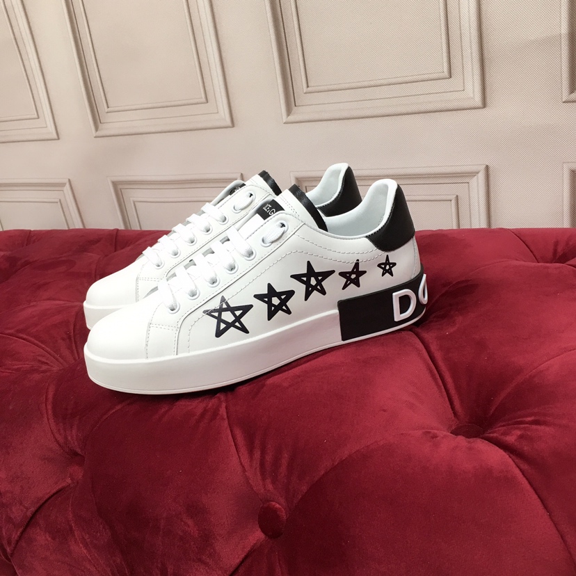 Dolce & Gabbana White Portofino Stars Sneakers - DesignerGu