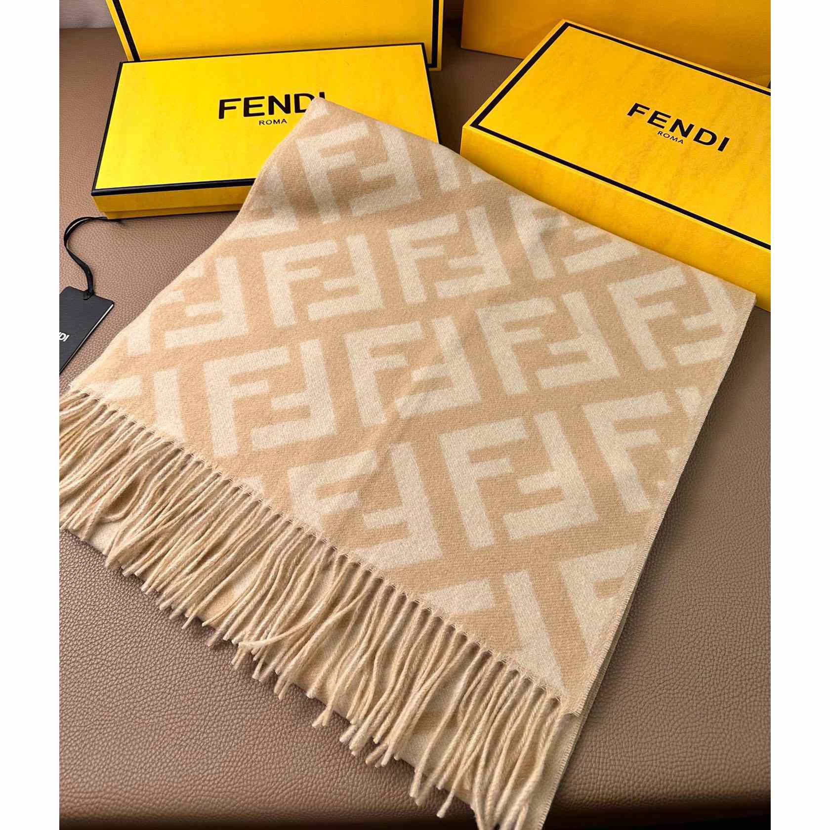 Fendi Beige Cashmere Scarf - DesignerGu