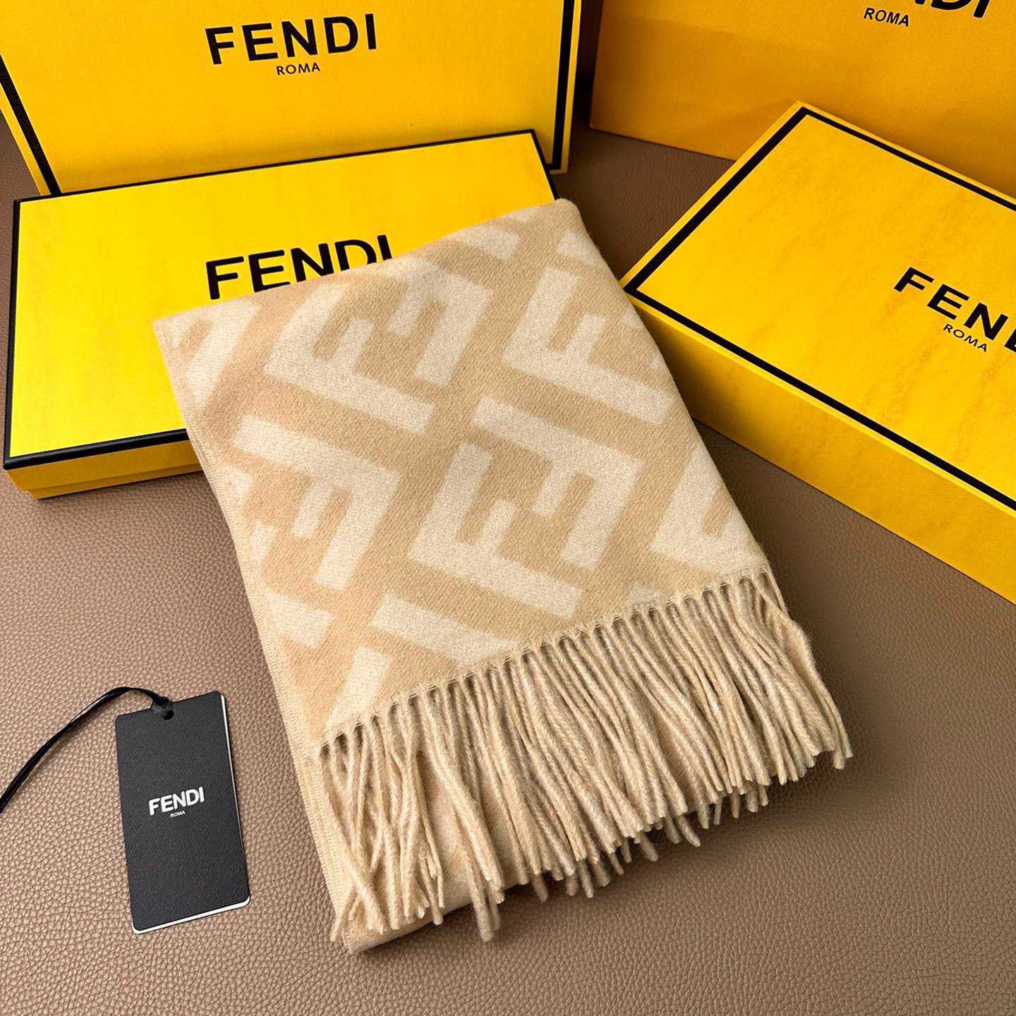 Fendi Beige Cashmere Scarf - DesignerGu