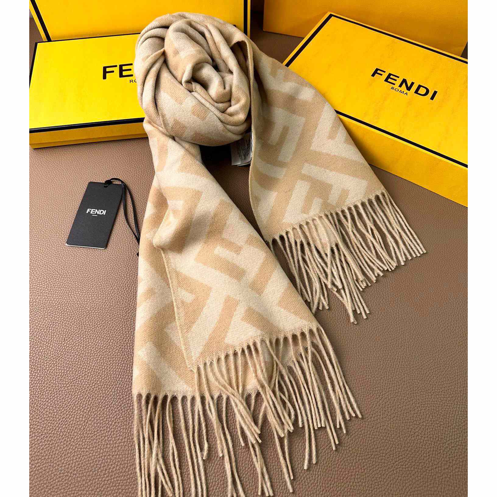 Fendi Beige Cashmere Scarf - DesignerGu