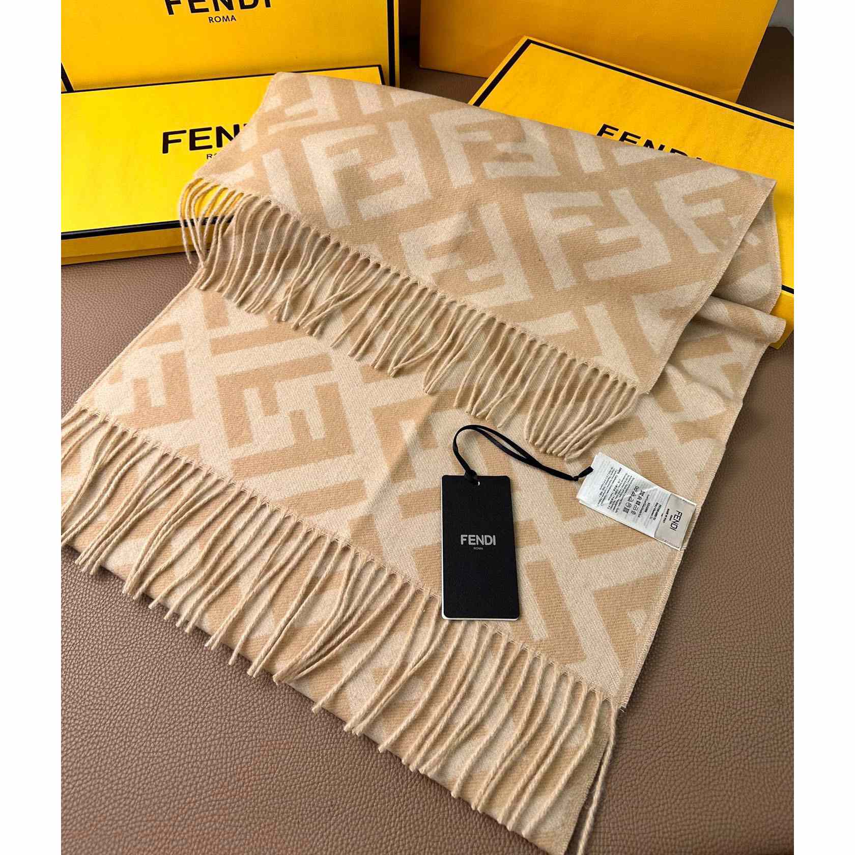 Fendi Beige Cashmere Scarf - DesignerGu