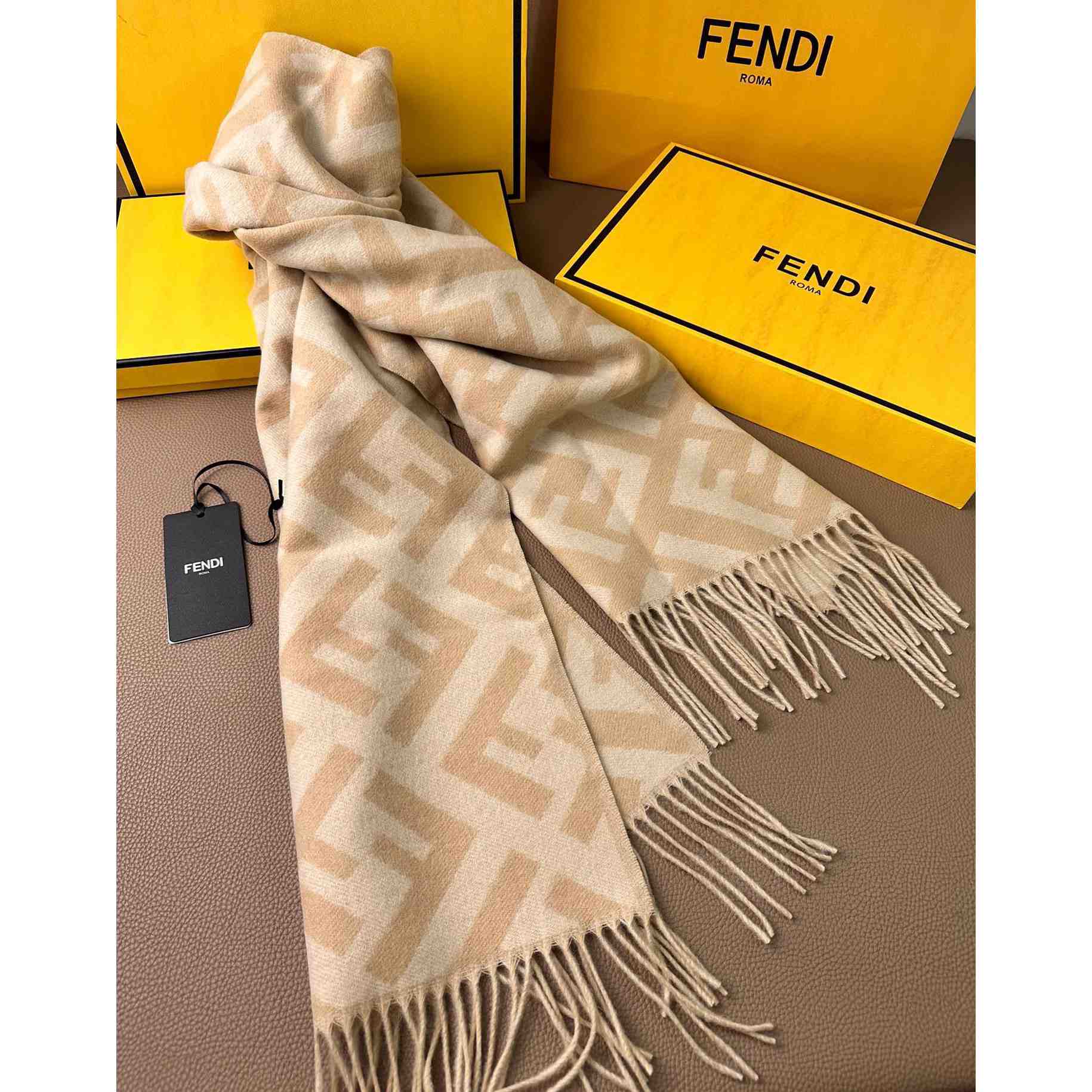 Fendi Beige Cashmere Scarf - DesignerGu