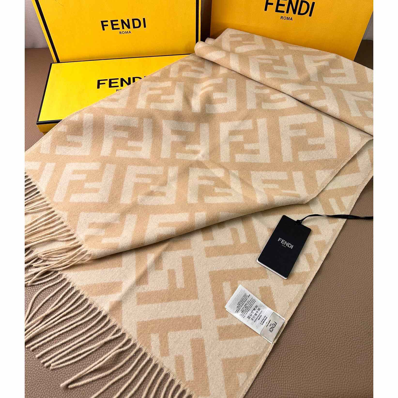 Fendi Beige Cashmere Scarf - DesignerGu