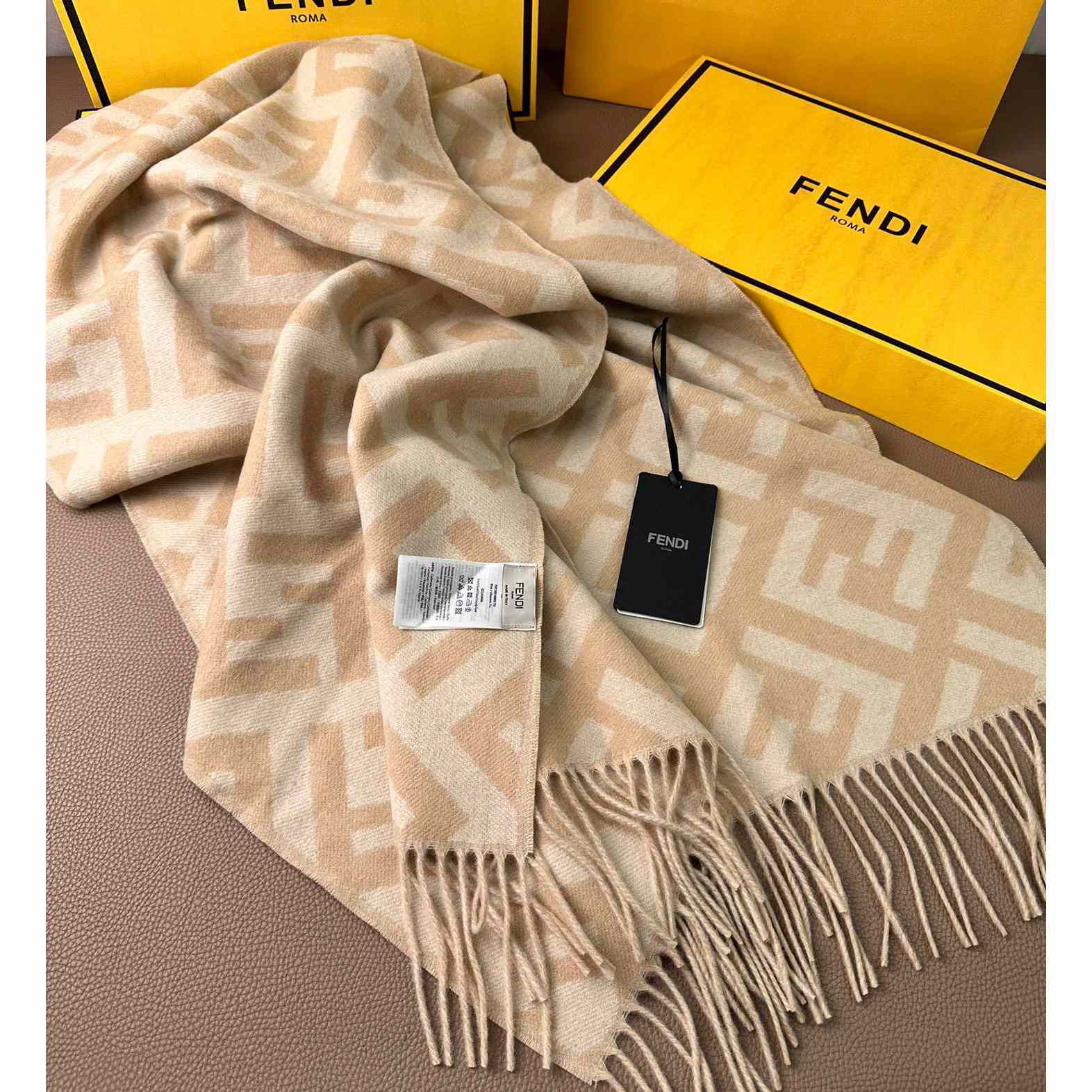 Fendi Beige Cashmere Scarf - DesignerGu