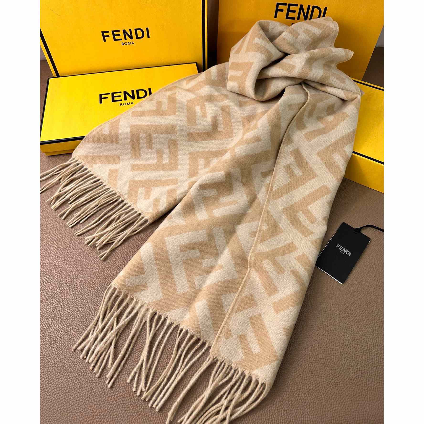 Fendi Beige Cashmere Scarf - DesignerGu